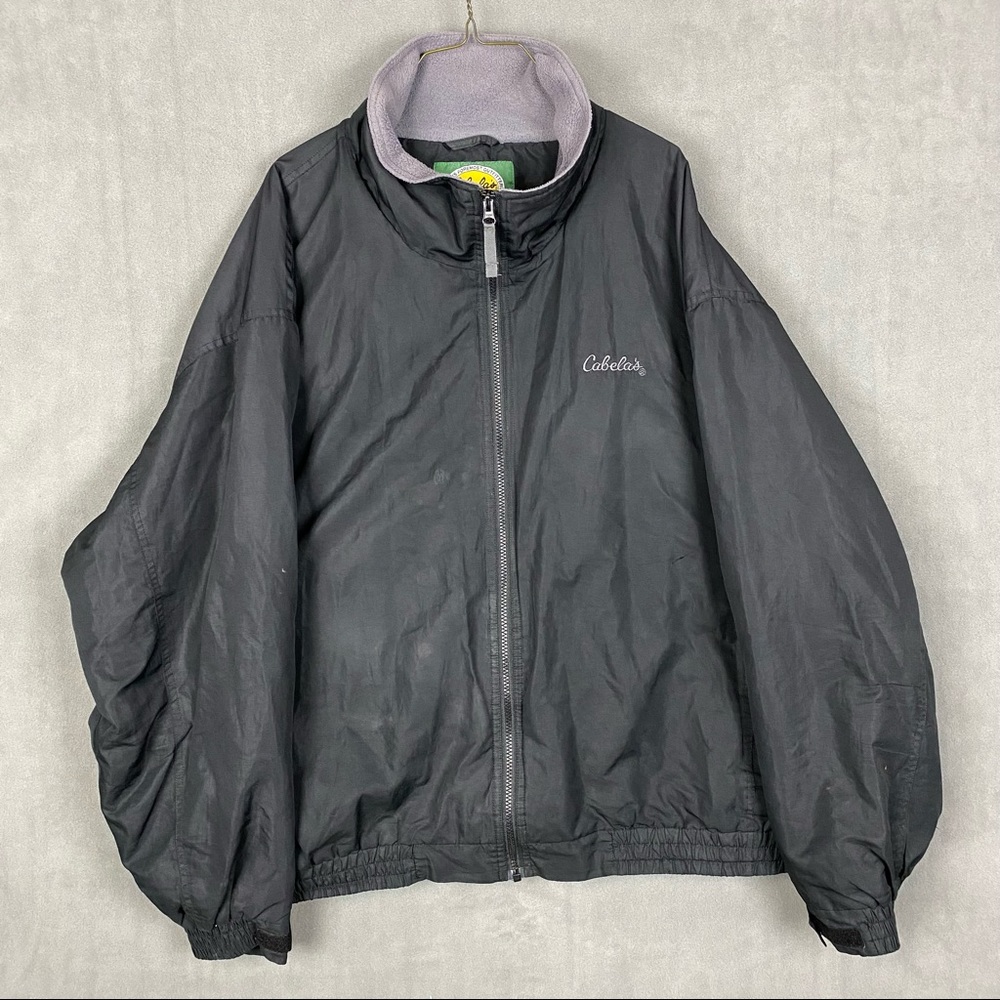 Cabela's Men's 3XL Reg Soft Shell Polyester Lined Black Coat with Logo Full Zip
